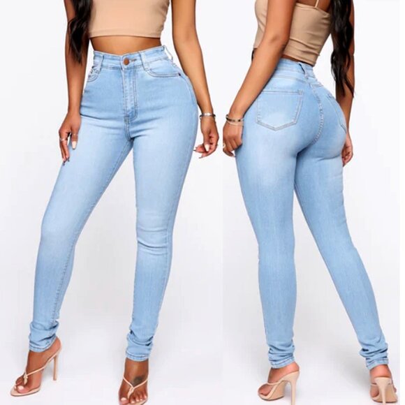 Fashion Nova Denim - Fashion NOVA Women's Classic High Waisted Skinny Jeans - Light Blue Wash Sz 7/8